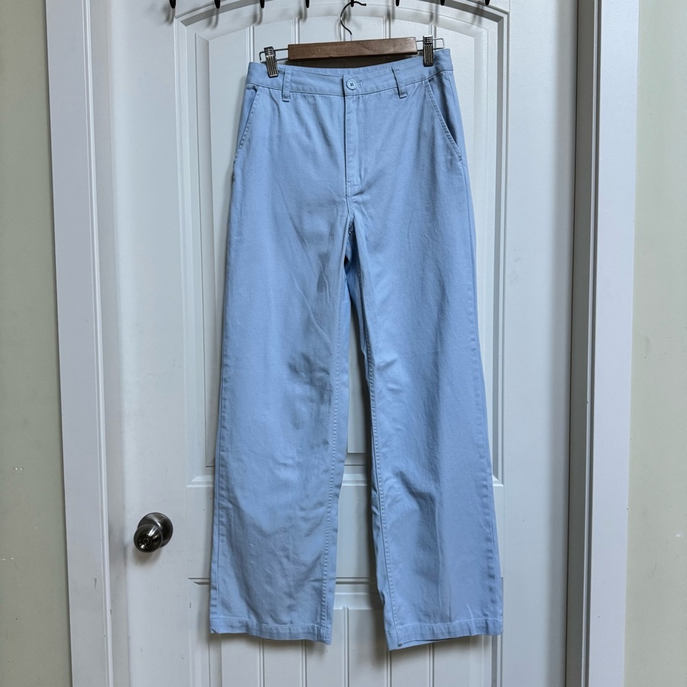 TNA Baby Blue Cotton Wide Leg Chinos. Size 2